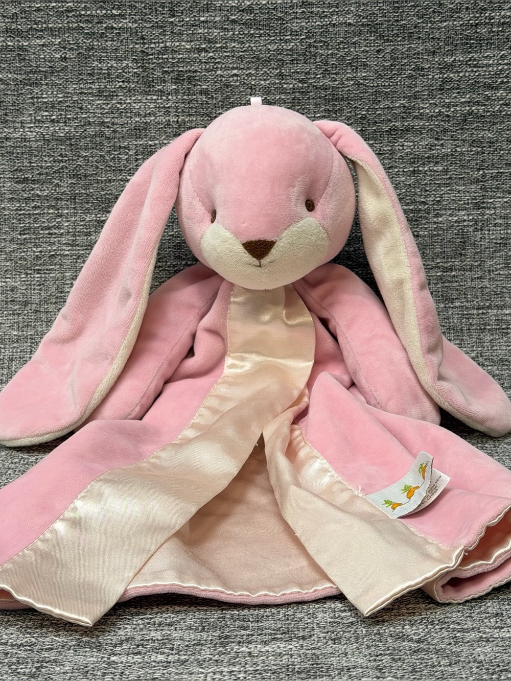 Bunnies By The Bay Nibble Buddy Pink Security Blanket Lovey Satin Retired Plush